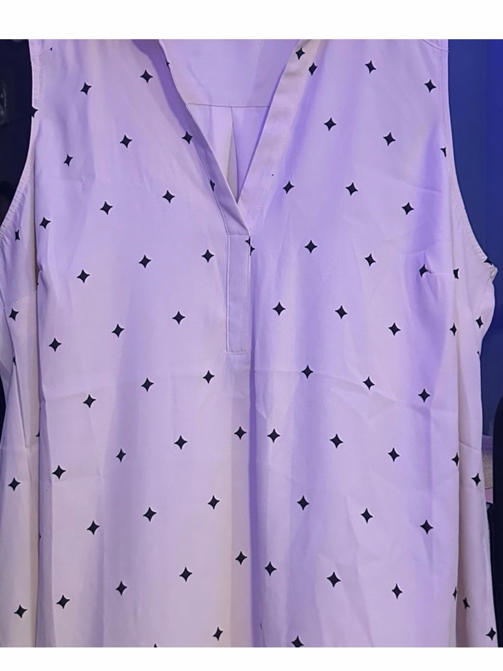 Torrid Ivory Blouse with Black Diamond Design